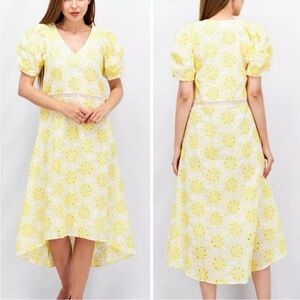 Labelrail x Olivia & Alice, size 6, Yellow Floral Puff Sleeve Dress, Coastal‎